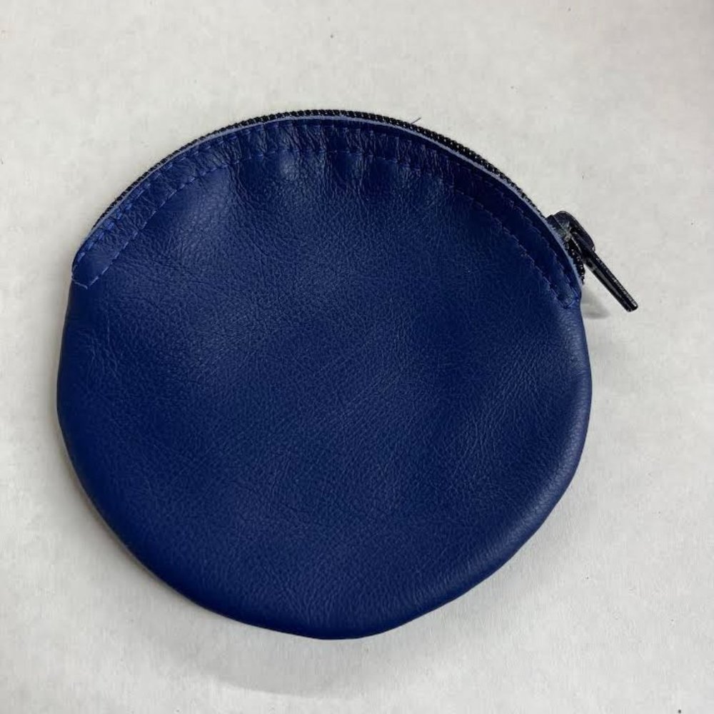 round leather coin purse zipper bag